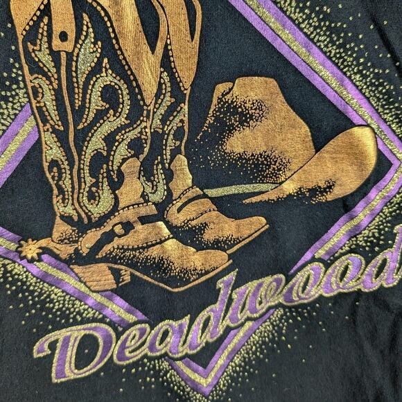 Vintage Deadwood Shirt Mens Large Black Cowboy Boots Hat Western Buffalo USA 90s - Picture 5 of 11